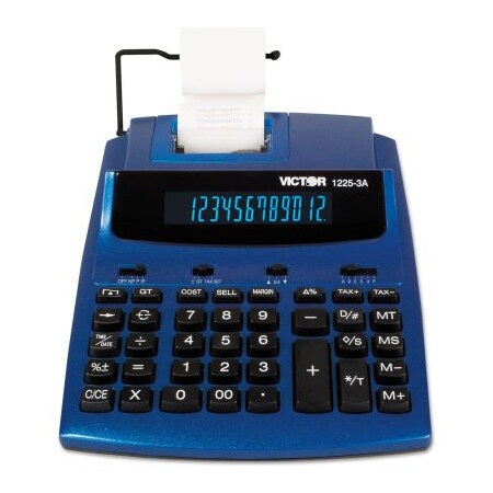 Victor Technology Victor 12-Digit Calculator, 12253A, W/Antimicrobial, 2 Color, 7-1/2" X 9-1/2" X 2", Blue 12253A